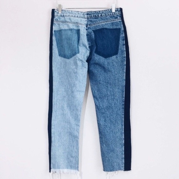 ZARA TRF DENIM IX’D MAKERS two-toned colorblock jeans with zipper - Picture 3 of 11